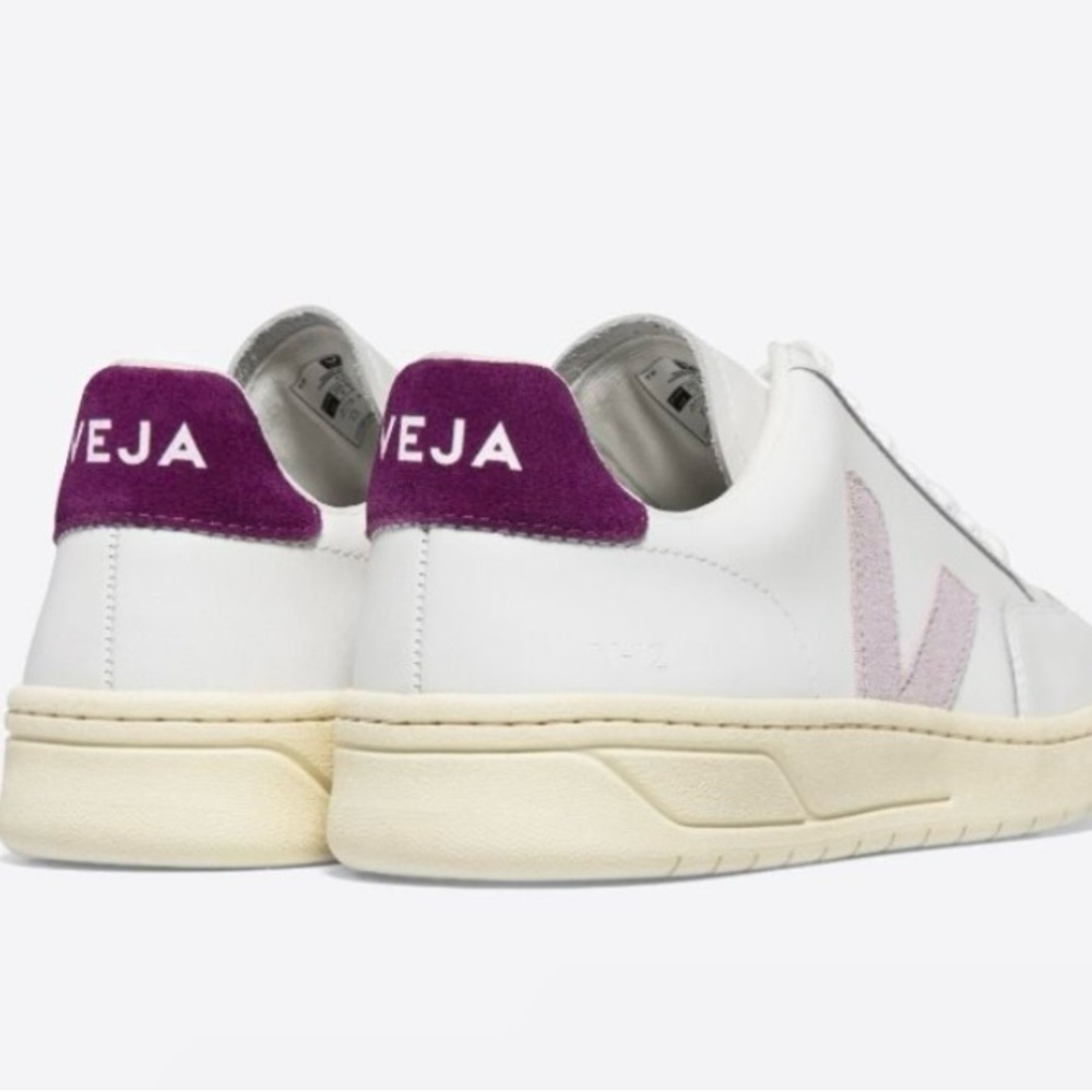 VEJA V-12 LEATHER WHITE PARME MAGENTA - Picture 2 of 4